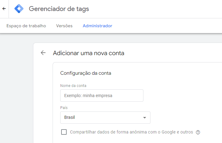 criar e instalar o Google Tag Manager