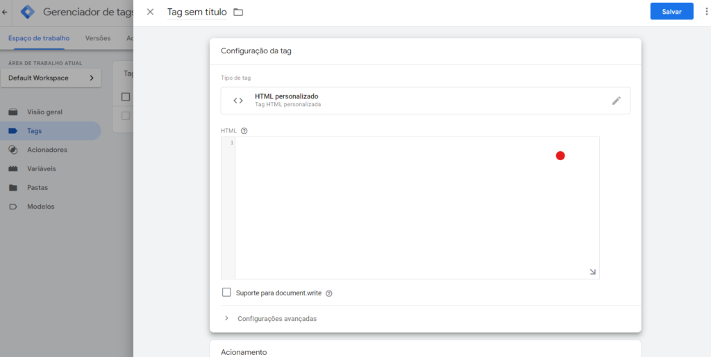 criar e instalar o Google Tag Manager