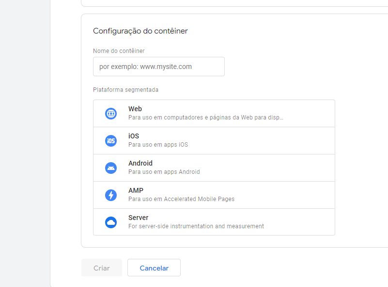 criar e instalar o Google Tag Manager