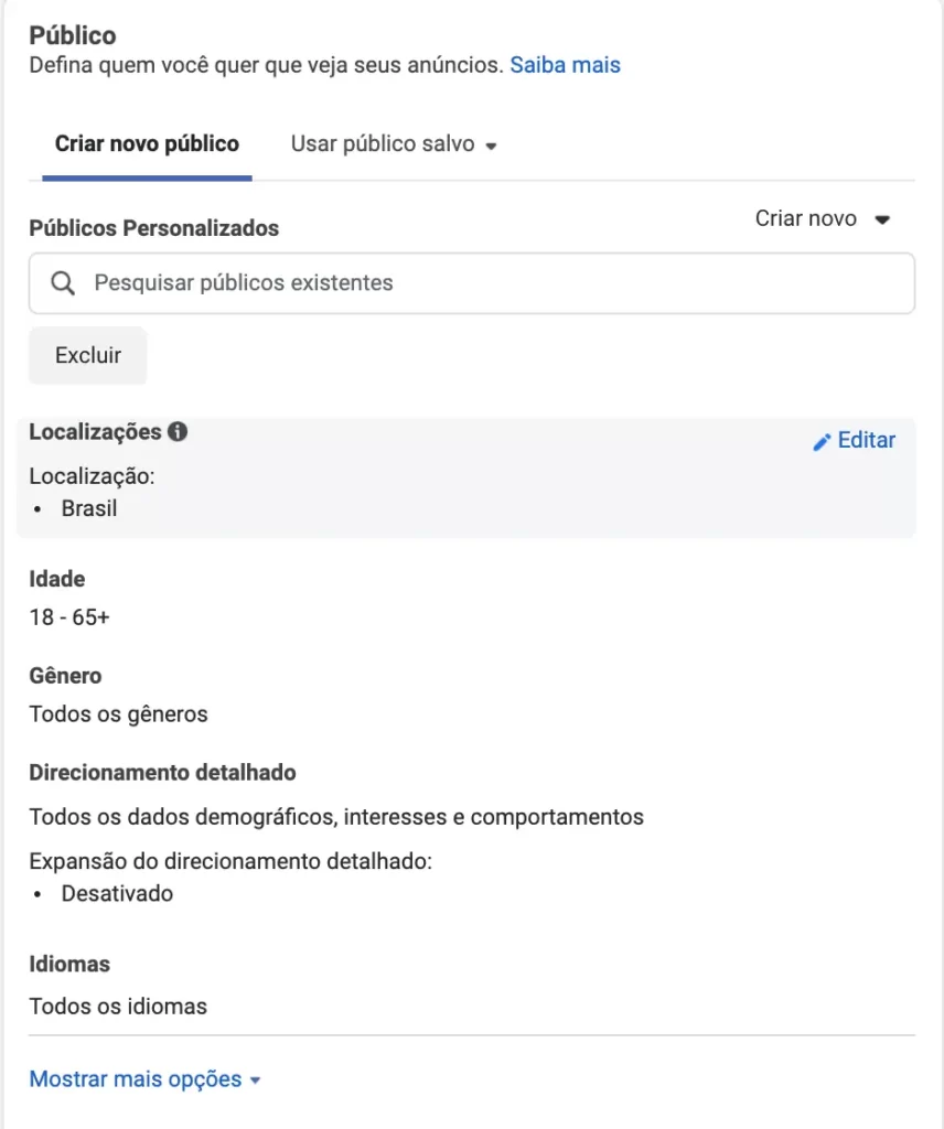 Publicos no Facebook Ads