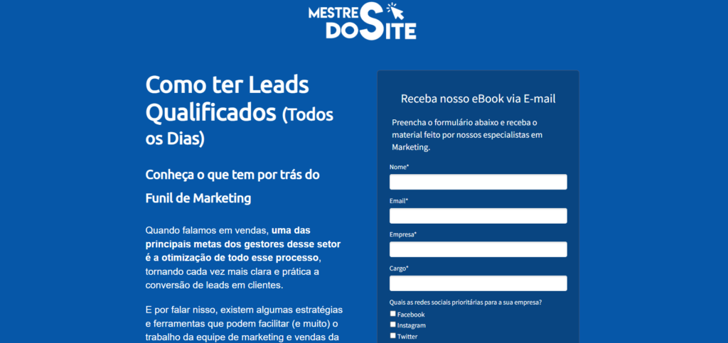 como criar landing page