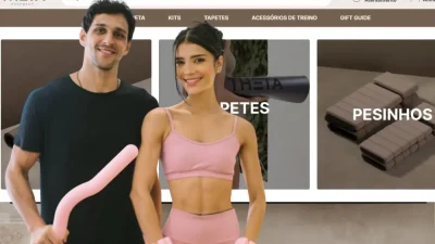 Homepage do e-commerce Theta Movement com produtos fitness, destacando acessórios de treino e estrutura visual otimizada para conversão